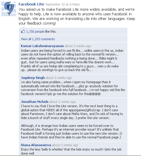 screenshot of someone panicking because they can't turn off facebook lite and go back to the normal facebook